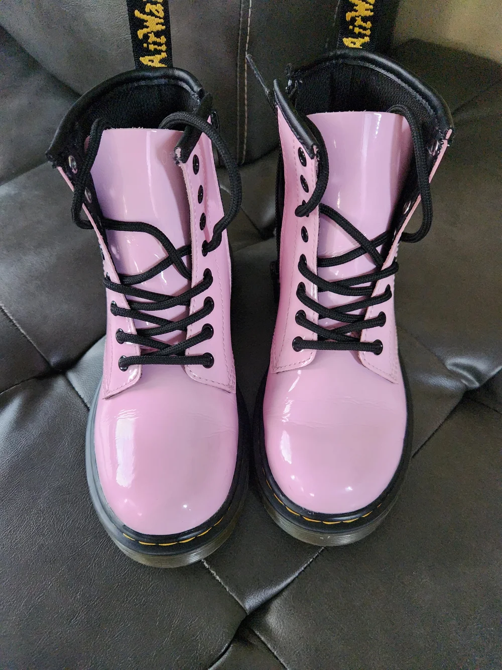 Dr. Martens Pink Patent Lace-Up Kids Boots Size 1 Youth
